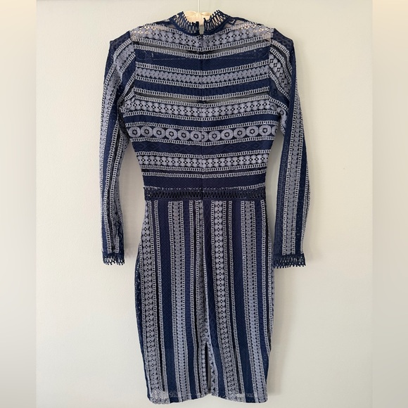 NWOT - Alexia Admor Navy Geometric Long Sleeve Dress (S) - Picture 4 of 11
